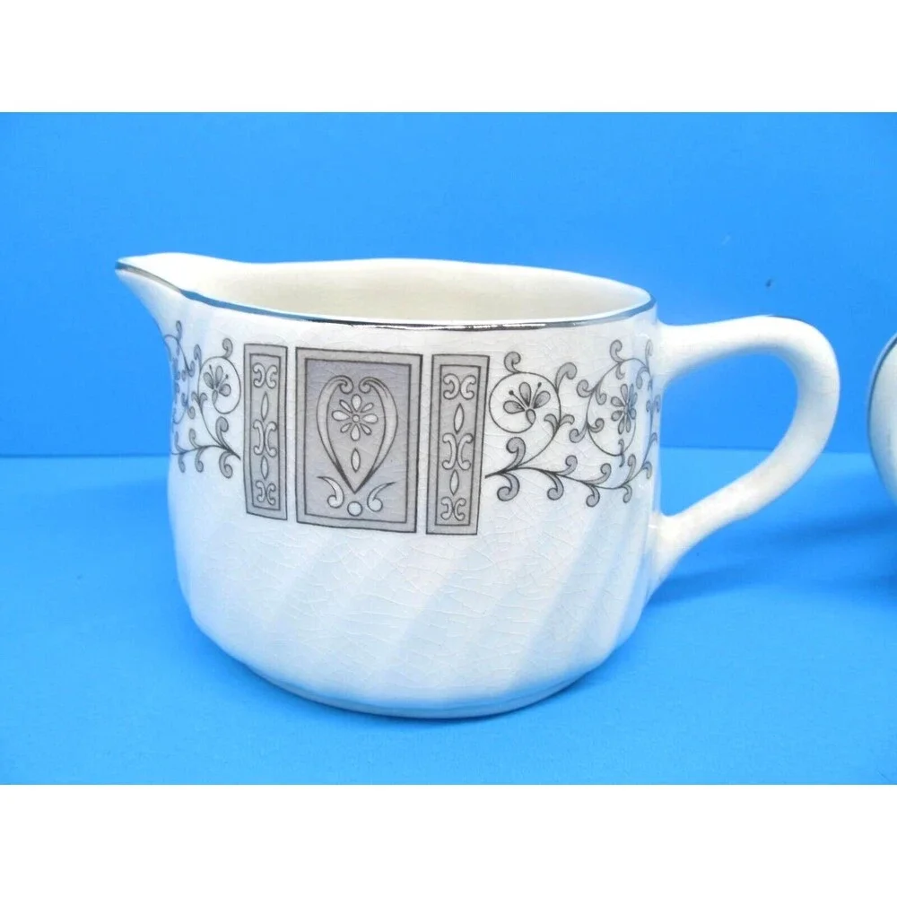 Enoch Wedgwood Manchester Covered Sugar Dish and Creamer